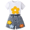 thumbnail image 1 of Staki Girls Summer Shirts Girl's 2 Piece Outfits Graphic Tee Shirt and Shorts Set Cute Summer Outfits 2T 4T 6T White,2-4 Years, 1 of 8