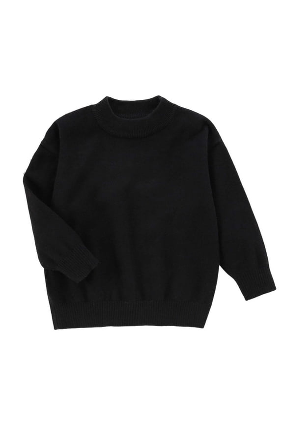 Girls' Sweaters Toddler Girls' Long Sleeve Crew Neck Pullover Sweater 3-9Y 10-17Y(Black,15-17 Years)