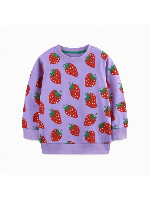 Girls Sweatshirt Pullover Fleece Crewneck Sweatshirt for Girls Long Sleeve Relaxed Fit Casual Fashion Tops(Purple,6 Years)