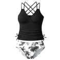 thumbnail image 1 of Staki Girls Swimsuit Tankini Criss Cross Ruched 2 Piece Bathing Suit Printed Girl Swimwear for Teens 7-16Y,13-14 Years, 1 of 6