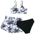 thumbnail image 1 of Staki Girls Swimsuit Three Pieces Kids Child Girls 3 Piece Swimsuits Bathing Suit Print Bikini Tops Underpants Skirt Summer Bikinis for Kid 10Y,11Y,12Y,13Y,14Y(Black,13-14 Years), 1 of 8