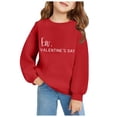 thumbnail image 1 of Staki Girls Valentine Shirt Kids Valentines Day Graphics Tees Long Sleeve Crew Neck Heart Graphics Casual Tee Holiday Matching Tops 1-6Y(Purple,5-6 Years), 1 of 4