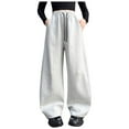 thumbnail image 1 of Staki Girls Wide Leg Sweatpants Girls Casual Sweatpants Kids Athletic Lounge Joggers Girls Active Running Pants with Pockets 5-9Y 10-17Y(Light Gray,16-17 Years), 1 of 9