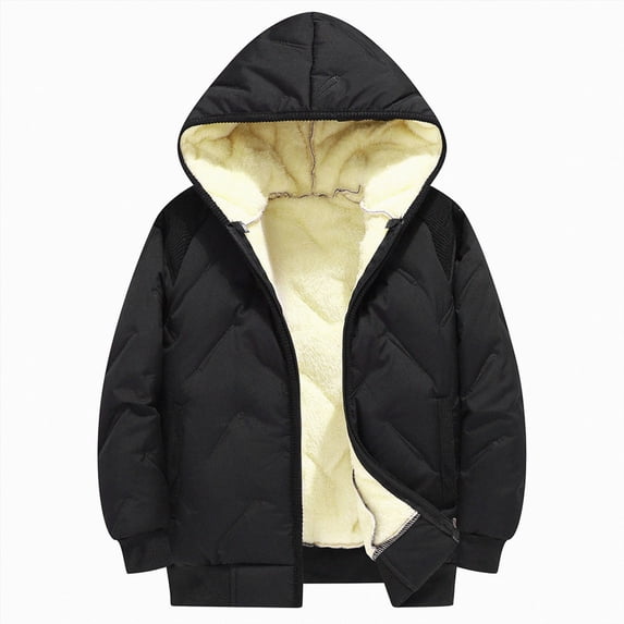 Staki Girls Zip Up Hoodie Soft Sherpa Lined Heavyweight Hooded Girls Sweatshirt Hoodies for Teens Kids 5-14Y(Black,8-9 Years)