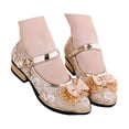 thumbnail image 1 of Staki Glitter Shoes for Girls Girls Mary Jane Dress Shoes Low Heel Glitter Patent Bow Kids Party Wedding Flower Girl School Shoes Gold,11.5 Little Kid, 1 of 9