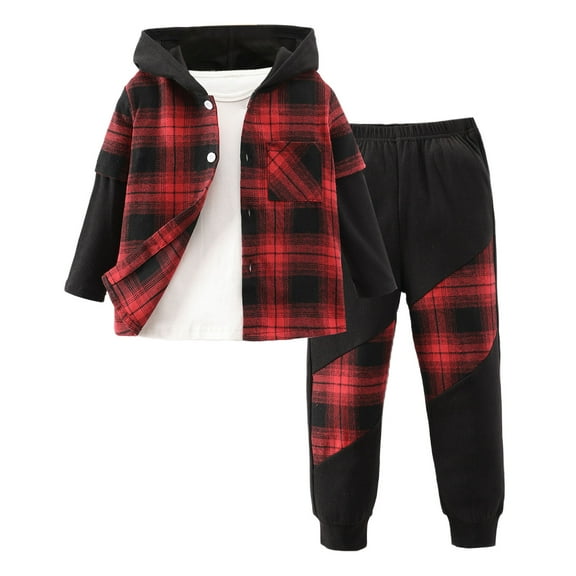 Staki Graphic Hoodies Comfy Regular Fit Hoodie Top And Sweatpants Set(Red,3-4 Years)