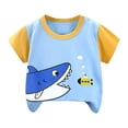 thumbnail image 1 of Staki Graphic Tees Boys Boys' Short Sleeve Crewneck T-Shirts Top Tee Toddler Boys' Cotton T-Shirt 3-24M 2-8Y(Light Blue,3-6 Months), 1 of 3