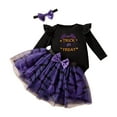 thumbnail image 1 of Staki Halloween Dress Toddler Toddler Girl Halloween Outfit Long Sleeve Sweatshirt Tulle Skirt Set Fall Winter Clothes(Purple,1-3 Months), 1 of 8