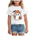 thumbnail image 1 of Staki Halloween Shirt Kids Girls Halloween Shirt Cute Cotton Short Sleeve Tees(White,9-10 Years), 1 of 5