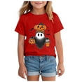thumbnail image 1 of Staki Halloween Shirt for Kids Halloween Shirts Toddler Girls Pumpkin Tshirts Kids Halloween Graphic Short Sleeve Tops(Red,3-4 Years), 1 of 5
