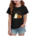 thumbnail image 1 of Staki Halloween Shirts for Girls T-Shirt Kid Cute Short Sleeve Tees Fall Tops(Black,3-4 Years), 1 of 5