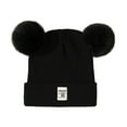 thumbnail image 1 of Staki Infant Beanie Baby Hats,Soft Warm Winter Knit Baby Beanie Hat with Earflap,Cute Pom-pom Ears Fall Winter Caps for Toddler(Black,0-36 Months), 1 of 7