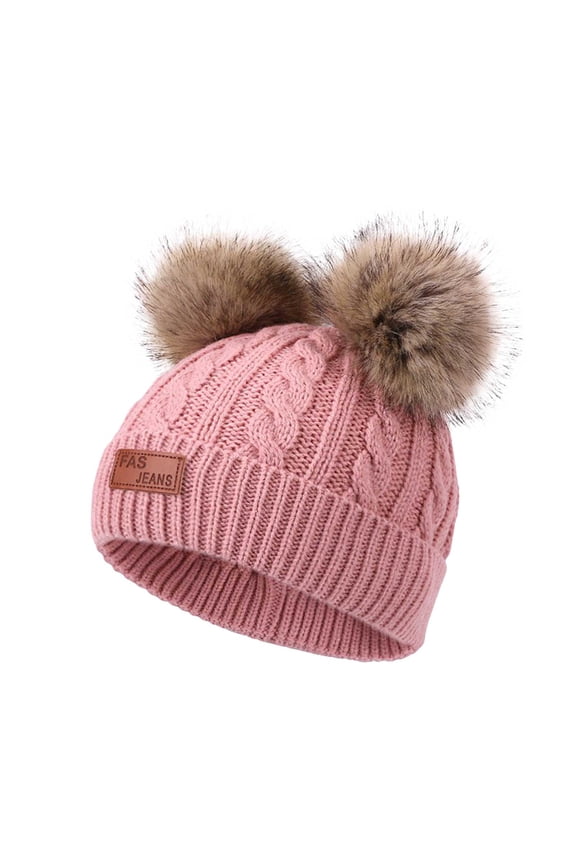 Infant Beanie Baby Winter Hats with Earflaps Kids Pom Pom Beanie for Infant Toddler Hat(Brick Red,1-4 Years)