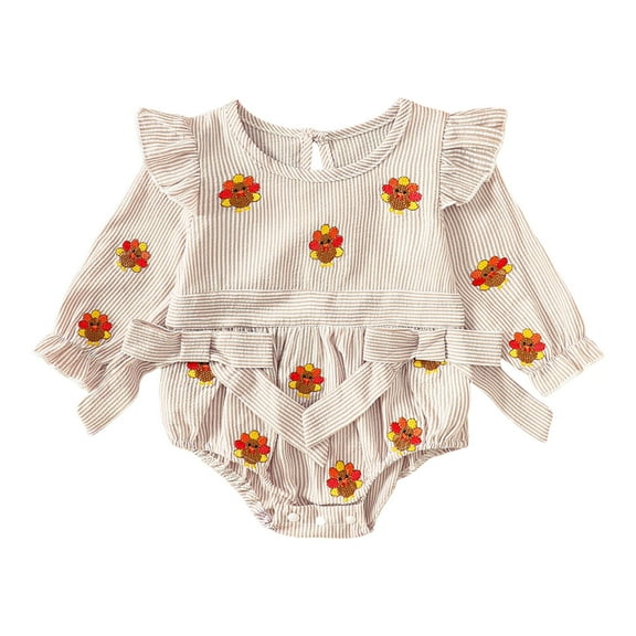 Staki Infant Girl Christmas Outfit Newborn Baby Girl Footie Romper One Piece Jumpsuit Sleeper Infant Clothes(Brown,12-18 Months)