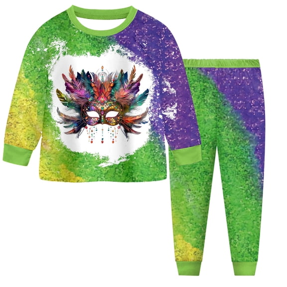 Staki Infant Girl Outfit Baby Girl Carnival Outfit Striped Long Pants Set Newborn Spring Clothes 2-9Y(Light Green,2-3 Years)