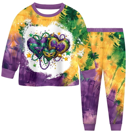 Staki Infant Girls Outfits Toddler Baby Girl Carnival Outfit Sweatshirt Pullover Top Pants Set Carnival Clothes 2-9Y(Light Purple,2-3 Years)