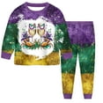 thumbnail image 1 of Staki Infant Mardi Gras Outfit Girl Baby Girl St Patricks Day Outfit Toddler Shamrock Embroidery Long Sleeve Sweatshirt Plaid Pants Set Carnival Clothes 2-9Y(Purple,6-7 Years), 1 of 6