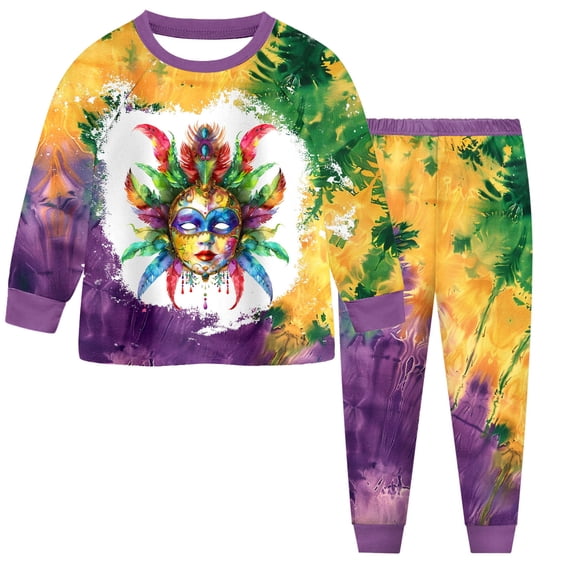 Staki Infant Mardi Gras Outfit Girl Toddler Baby Girl Outfit Sweatshirt Striped Long Sleeve Sweatshirt Pullover and Pants Set 2-9Y(Light Purple,6-7 Years)