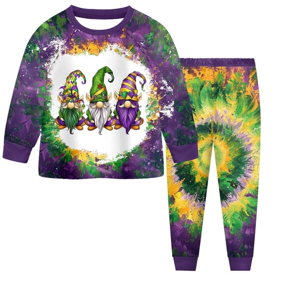 Staki Infant Outfits for Girls Toddler Girl Mardi Gras Outfit Long Sleeve Sweatshirt Pants Kids Carnival Clothes 2-9Y(Dark Purple,5-6 Years)