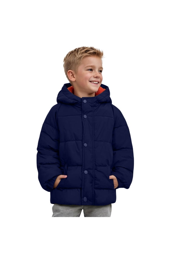 Kid's Jacket Winter Waterproof Coat Boys Fleece Snowboarding Jackets with Hood Baby Winter Coat(Navy,9-10 Years)