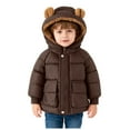 thumbnail image 1 of Staki Kids Boy's Winter Coat Hooded Puffer Windbreaker Warm Cotton Jacket Parka Down Outdoor Coats Jacket Boys(Coffee,1-2 Years), 1 of 7