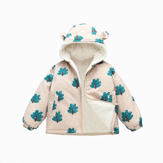 Staki Kids Boys Polar Fleece Jacket with Hood Toddler Outerwear Warm Autumn Winter Youth Coat 1-8Y(Beige,5-6 Years)