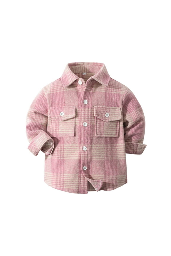 Kids Button up Shirts for Boys Boys Long Sleeve Button Down Shirt - Collared Boys Shirt Button up Shirt Boys(Pink,12-18 Months)