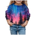 thumbnail image 1 of Staki Kids Christmas Sweatshirt Crewneck Little Girls Sweatshirts Cotton Long Sleeve Crewneck Pullover Toddler Kids Winter Warm Shirt Sweater Tops(Blue,5-6 Years), 1 of 4