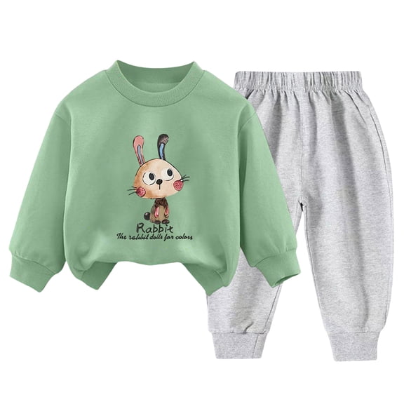 Staki Kids Clothing Toddler Baby Boy Clothes Fleece Feel Long Sleeve Sweatshirt Pants Fall Winter Outfits 2pcs Sweatsuit Set 2-5T 6-12Y(Light Green,7-8 Years)