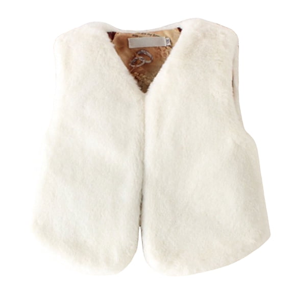 Staki Kids' Collar Vest Toddler Girls Fleece Vest Sleeveless Jacket Kids Fall Winter Warm Waistcoat Outerwear(White,9-10 Years)