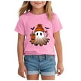 thumbnail image 1 of Staki Kids Fall Shirts Girl Halloween Shirt Tshirt Short Sleeve Tee Top Kids Season Fall Outfit(Pink,3-4 Years), 1 of 5