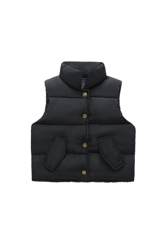 Kids Fleece Vest Toddler Vest for Boy, Sleeveless Fleece Vest Fall Winter Button Down Waistcoat Outerwear(Black,8-10 Years)