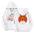 thumbnail image 1 of Staki Kids Girls Christmas Hoodies Fuzzy Fleece Sleeve Hooded Sweatshirt Xmas Holiday Hoodie Pullover Fall Winter Top Christmas Sweatshirt for Girls(White,8-10 Years), 1 of 7