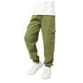 thumbnail image 1 of Staki Kids Joggers Boys Cargo Pants Stretch Elastic Waist School Kids Long Joggers(Green,5-6 Years), 1 of 4