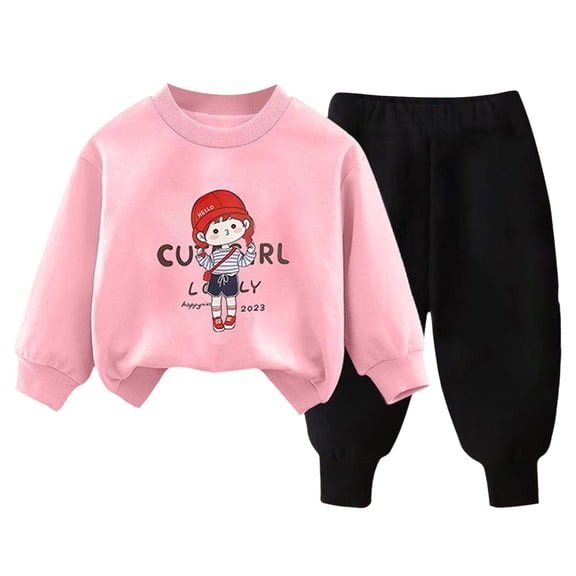 Staki Kids Long Sleeve Hoodie Toddler Baby Boy Clothes Fall Winter Outfit Long Sleeve Sweatshirt Pullover Tops Sweatpants 2pcs Sweatsuit Set 2-5T 6-12Y(Pink,9-10 Years)
