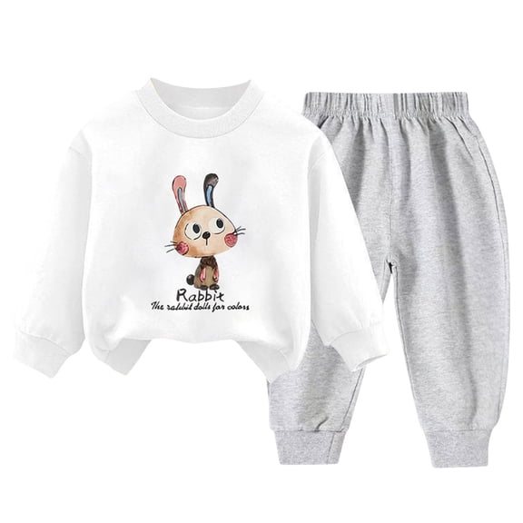 Staki Kids Plaid Hoodie Toddler Boy Clothes Fleece Fall Winter Outfit Ribbed Long Sleeve Sweatshirt and Pants 2Pcs Set 2-5T 6-12Y(White,9-10 Years)