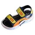 thumbnail image 1 of Staki Kids Platform Sandals Toddler Buckle Sandals Open Toe Water Sandal with Adjustable Back Strap for Boys(Black,6 Big Kid), 1 of 5