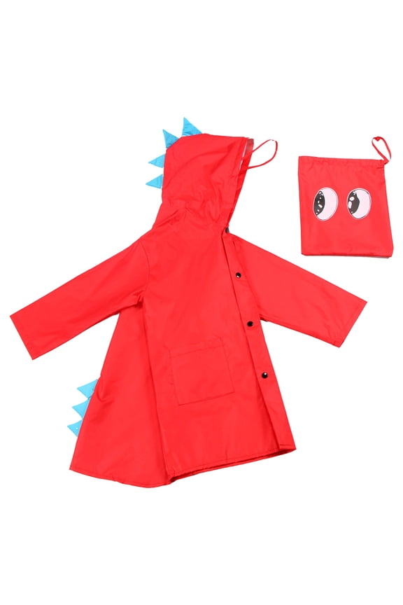 Kids Rain Poncho Cartoon Raincoat Jacket Cute Rain Coat Toddler Boys Girls Rain Cape Light Waterproof Hoodie Outwear Red,M