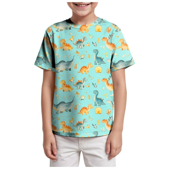 Staki Kids Shorts Sleeve Cotton T Shirt Toddler Boy T-Shirt for Boys Truck Graphic Tees Little Kids Summer Short Sleeve Cotton Tops 3-9Y 10-13Y(Mint Green,10-11 Years)
