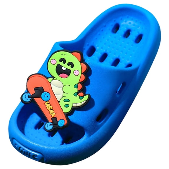 Staki Kids Slides Boys Boys Wide Slides for Kids – Non-Slip Summer Slippers Lightweight Beach, Pool, and Indoor Shower Sandals(Blue,11 Little Kid)