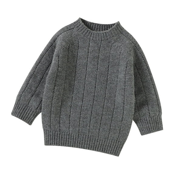 Staki Kids Sweater Girl's Colorful Sweater Collared Long Sleeve Loose Pullover Top(Gray,18-24 Months)