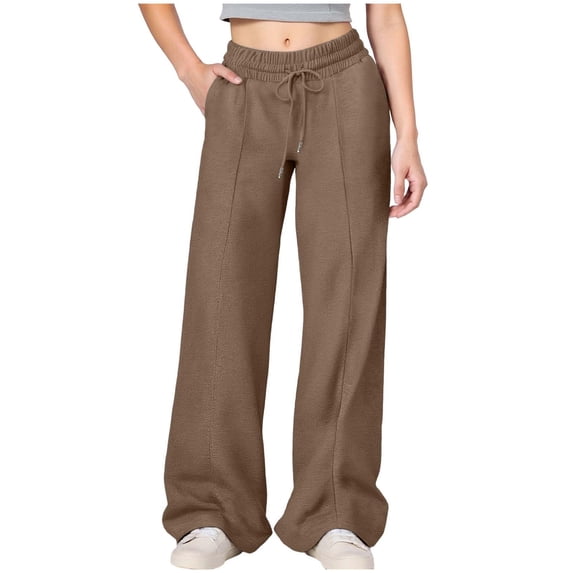 Staki Kids Sweatpants Girls Soft Workout Sweatpants Lightweight Casual Athletic Joggers Pants with Pockets(Brown,8-9 Years)