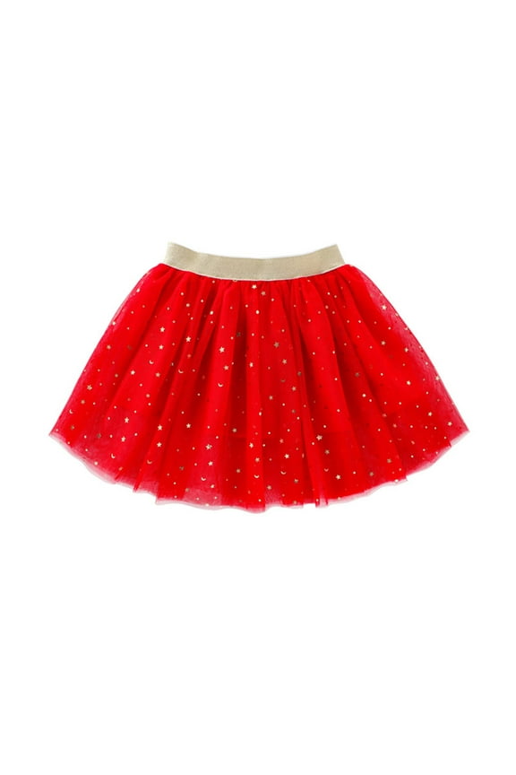 Kids Tutu Layered Ballet Tulle Rainbow Tutu Skirt for Little Girls Dress Up with Bows(Red,4-5 Years)