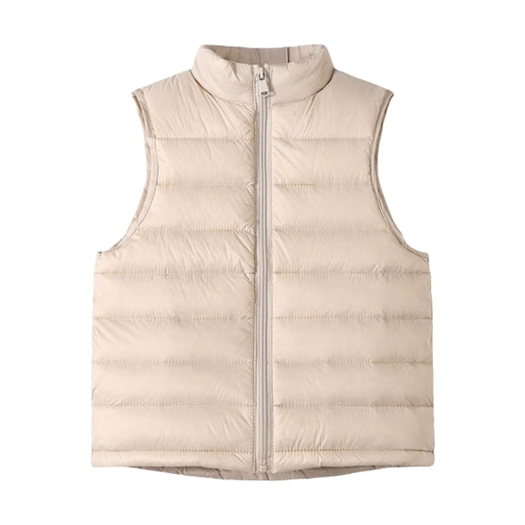 Staki Kids Vest Toddler Baby Girl Sleeveless Fleece Plush Vest Waistcoat Outerwear with Pockets(Beige,5-6 Years)