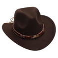 thumbnail image 1 of Staki Kids Western Hats Boys Girls Cowboy Felt Hat Jazz Cowgirl Hats with Belt Buckle(Coffee,3-8 Years), 1 of 4