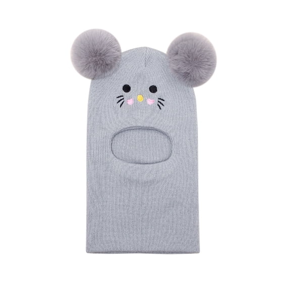 Staki Kids Winter Hat Balaclava Fleece Cold-Weather Hood for Boys & Girls School and Outdoor Snow Play(Light Gray,1-6 Years)