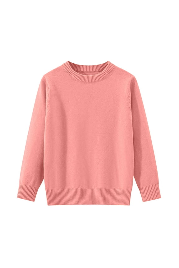 Knitted Sweater Toddler Girl Girl's Crew Neck Sweater Long Sleeve Drop Shoulder Knitwear Cozy Pullover Top(5-7 Years,Red)