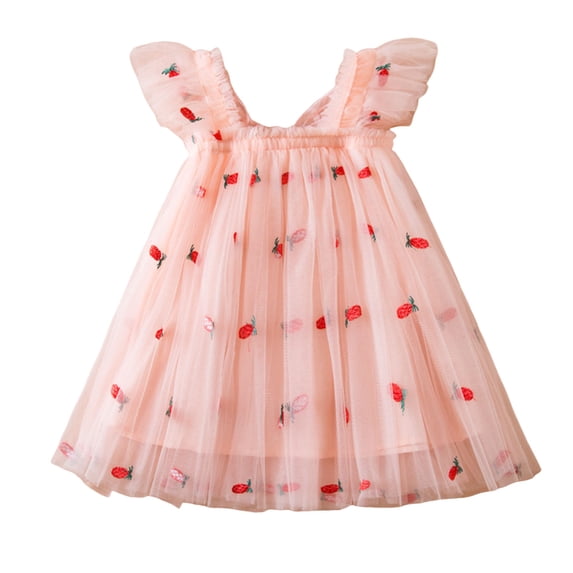 Staki Layered Tulle Ruffle Sleeveless Dress for Toddler Girls Tutu Dress for Baby Girls Princess Dresses(Pink,2-3 Years)