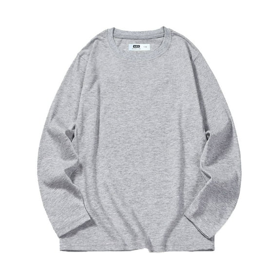 Staki Lightweight Long Sleeve Shirt Boys' Everyday Long-Sleeve Tees Breathable Cotton Blend(Gray,4-5 Years)