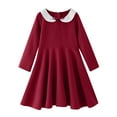 thumbnail image 1 of Staki Little Girl Casual Dresses Toddler Girl Dress Long Sleeve Round Neck Ruffle Fall Dresses(Red,5-6 Years), 1 of 6